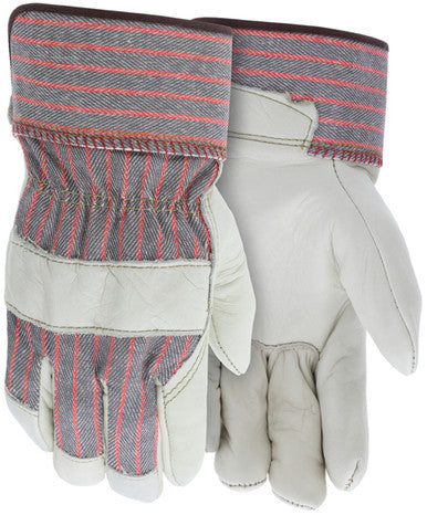 MCR Safety 1930 - Leather Palm Work Gloves - Competitive Value (CV) C+ Grade Grain Leather - 2.5 Inch Rubberized Safety Cuff