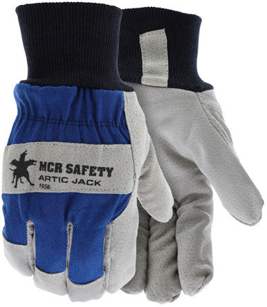 MCR Safety 1956 - Artic Jack® - Leather Palm Work Gloves - Premium A Grade Split Pigskin - Insulated Gloves Lined with Thermosock® - Knit Wrist