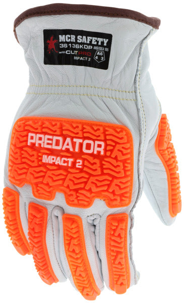 36136KDP - MCR Safety CutPro® Leather Drivers Cut Resistant Gloves - Padded Double Palm Lined with DuPont™ Kevlar® Aramid - Grain Goatskin