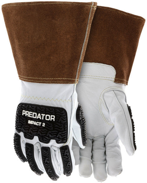 48406 - MCR Safety Welding - Leather Welding Work Gloves - Premium Grain Goatskin - 5 Inch Split Cow Cuff - TPR Back of Hand Impact Protection