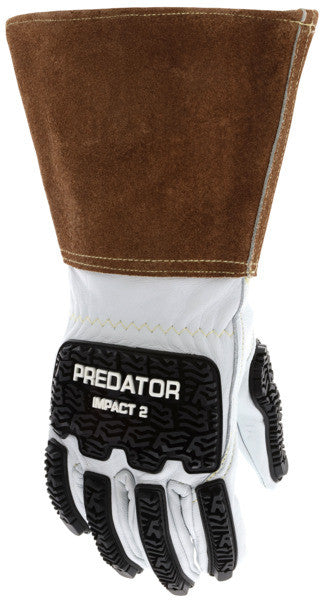 48406 - MCR Safety Welding - Leather Welding Work Gloves - Premium Grain Goatskin - 5 Inch Split Cow Cuff - TPR Back of Hand Impact Protection