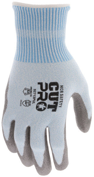 92713PU - MCR Safety CutPro® - 13 Gauge HyperMax® HPPE Shell - Cut, Abrasion and Puncture Resistant Work Gloves - Polyurethane (PU) Coated Palm and Fingertips - Free of Fiberglass and Steel