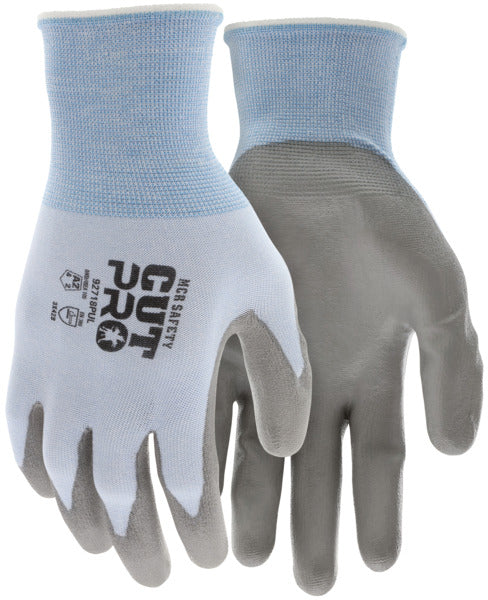 92718PU - MCR Safety CutPro® - 18 Gauge HyperMax® HPPE Shell - Cut, Abrasion, and Puncture Resistant - Polyurethane (PU) Coated Palm and Fingertips - 18 Gauge HyperMax® Shell Provides Sense of Touch and Grip
