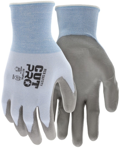 92718PU - MCR Safety CutPro® - 18 Gauge HyperMax® HPPE Shell - Cut, Abrasion, and Puncture Resistant - Polyurethane (PU) Coated Palm and Fingertips - 18 Gauge HyperMax® Shell Provides Sense of Touch and Grip