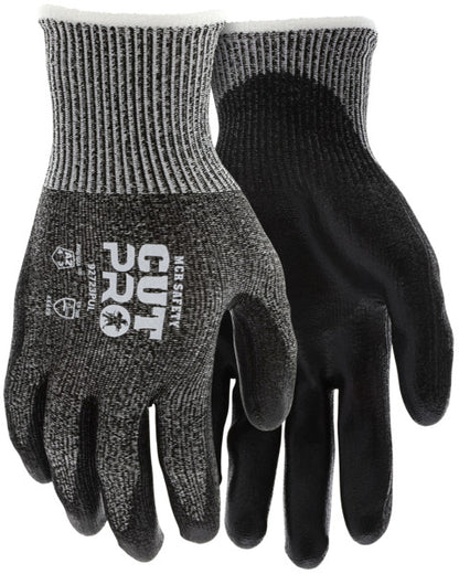 92723PU - MCR Safety CutPro® - 13 Gauge HyperMax® HPPE Shell - Cut, Abrasion and Puncture Resistant - PU Coated Palm and Fingertips - Black Polyurethane Coating adds Abrasion Resistance