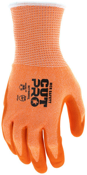 92730HV - MCR Safety CutPro® - 13 Gauge HyperMax® HPPE Shell - Cut, Abrasion and Puncture Resistant Work Gloves - Hi-Visibility Gloves with Sandy Nitrile Coated Palm