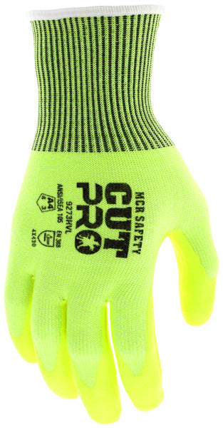 9273HV - MCR Safety CutPro® - 13 Gauge HyperMax® HPPE Shell - Cut Resistant Work Gloves - Nitrile Foam Coated Palm and Fingertips - Hi-Visibility