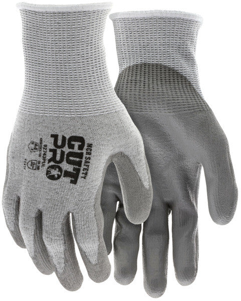 92743PU - MCR Safety CutPro® - 13 Gauge HyperMax® HPPE Shell - Cut, Abrasion, and Puncture Resistant Work Gloves - Polyurethane (PU) Coated Palm and Fingertips - Excellent Cut and Abrasion Resistance