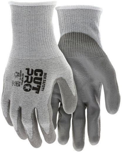 92743PU - MCR Safety CutPro® - 13 Gauge HyperMax® HPPE Shell - Cut, Abrasion, and Puncture Resistant Work Gloves - Polyurethane (PU) Coated Palm and Fingertips - Excellent Cut and Abrasion Resistance