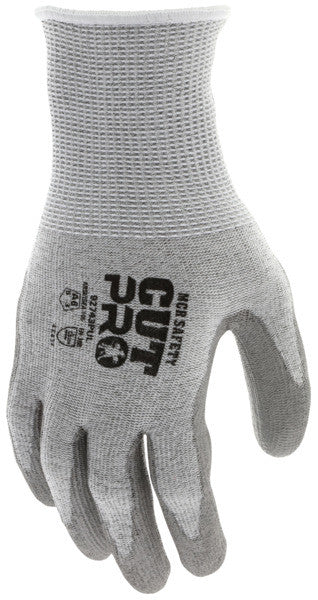 92743PU - MCR Safety CutPro® - 13 Gauge HyperMax® HPPE Shell - Cut, Abrasion, and Puncture Resistant Work Gloves - Polyurethane (PU) Coated Palm and Fingertips - Excellent Cut and Abrasion Resistance