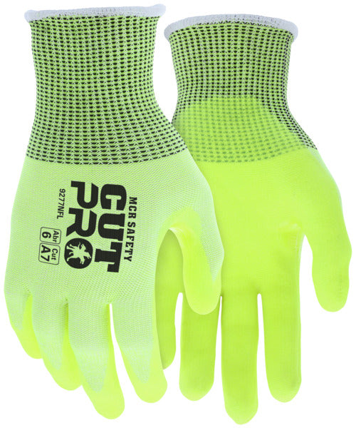 VP9277NF - Vending Packaged - MCR Safety CutPro® - 13-Gauge HyperMax® HPPE Shell - NFT® Coated Palm and Fingertips - Hi-Visibility Cut Resistant Work Gloves - Reinforced Thumb Crotch - BNF (Breathable Nitrile Foam) with NFT® Coating