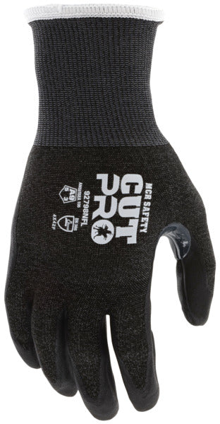 92798NF - MCR Safety Cut Pro® - 18 Gauge Black HyperMax® HPPE Shell - Nitrile Foam Coated Palm and Fingertips - Reinforced Thumb Crotch - Cut Resistant Work Gloves