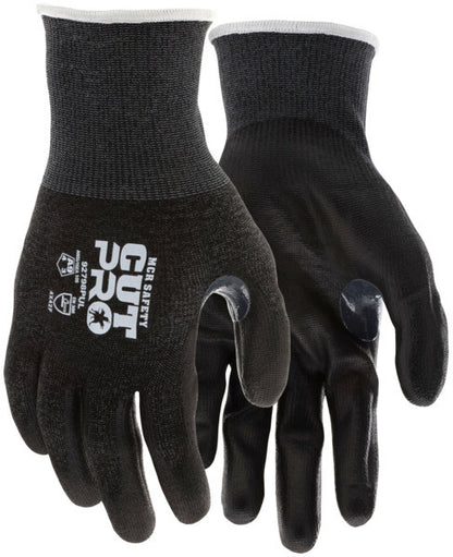 92798PU - MCR Safety Cut Pro® - 18 Gauge Black HyperMax® HPPE Shell - Polyurethane (PU) Coated Palm and Fingertips - Reinforced Thumb Crotch - Cut Resistant Work Gloves