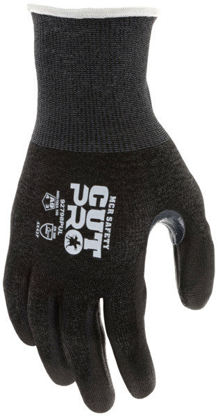 92798PU - MCR Safety Cut Pro® - 18 Gauge Black HyperMax® HPPE Shell - Polyurethane (PU) Coated Palm and Fingertips - Reinforced Thumb Crotch - Cut Resistant Work Gloves