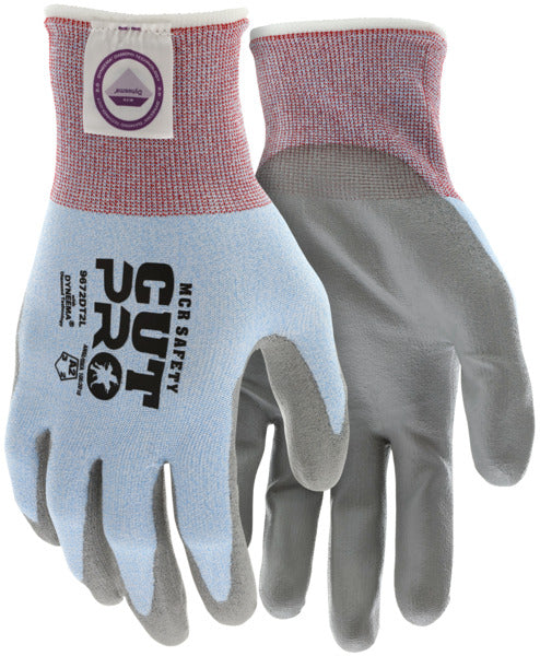 9672DT2 - MCR Safety CutPro® - 18 Gauge Dyneema® Diamond Technology Shell - Cut Resistant Work Gloves - Polyurethane (PU) Coated Palm and Fingertips - Micro-particle Boosted High Strength Fiber Provides Cool Touch Comfort and Durability