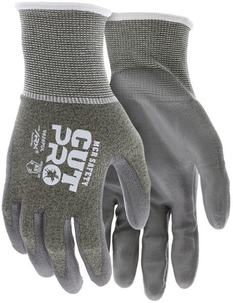 9828PU - MCR Safety CutPro® - 18 Gauge Cut Resistant Shell - (Aramid, Nylon, Steel, Spandex) - Polyurethane (PU) Coated Palm and Fingertips