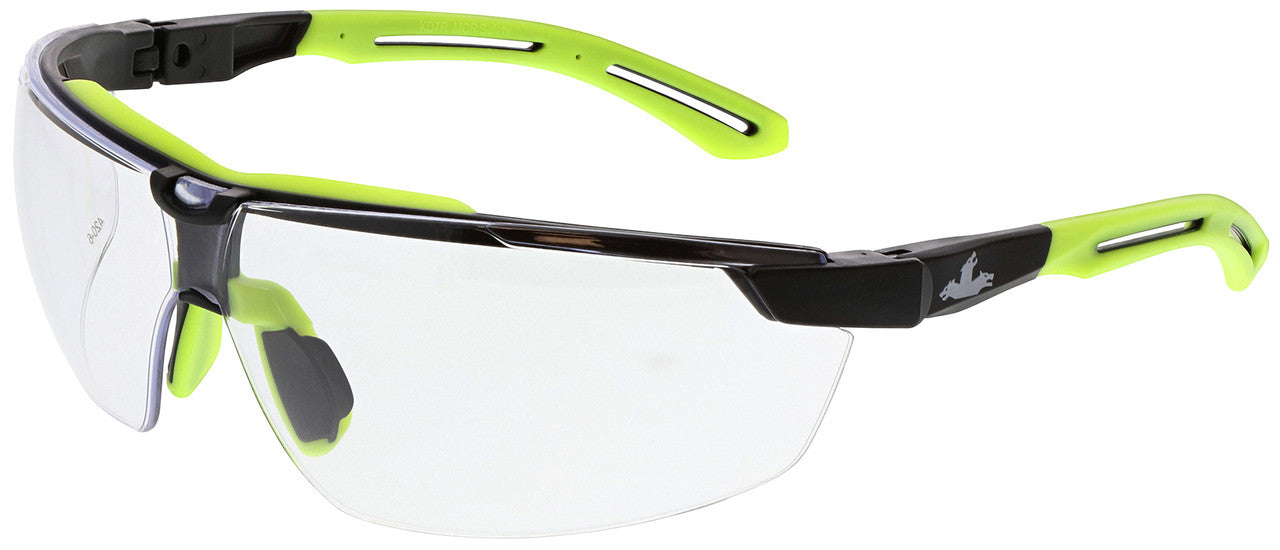 MCR Safety KD7R - Klondike® KD7R Series Half Frame Design with Integral TPR Brow Black Frame, Hi-Vis Lime TPR Temples Adjustable TPR Nose Pads Indoor/Outdoor UV-AF® Anti-Fog Lens 7-position lens angle adjustment — manufacturer image 5