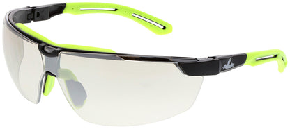 MCR Safety KD7R - Klondike® KD7R Series Half Frame Design with Integral TPR Brow Black Frame, Hi-Vis Lime TPR Temples Adjustable TPR Nose Pads Indoor/Outdoor UV-AF® Anti-Fog Lens 7-position lens angle adjustment — manufacturer image 8