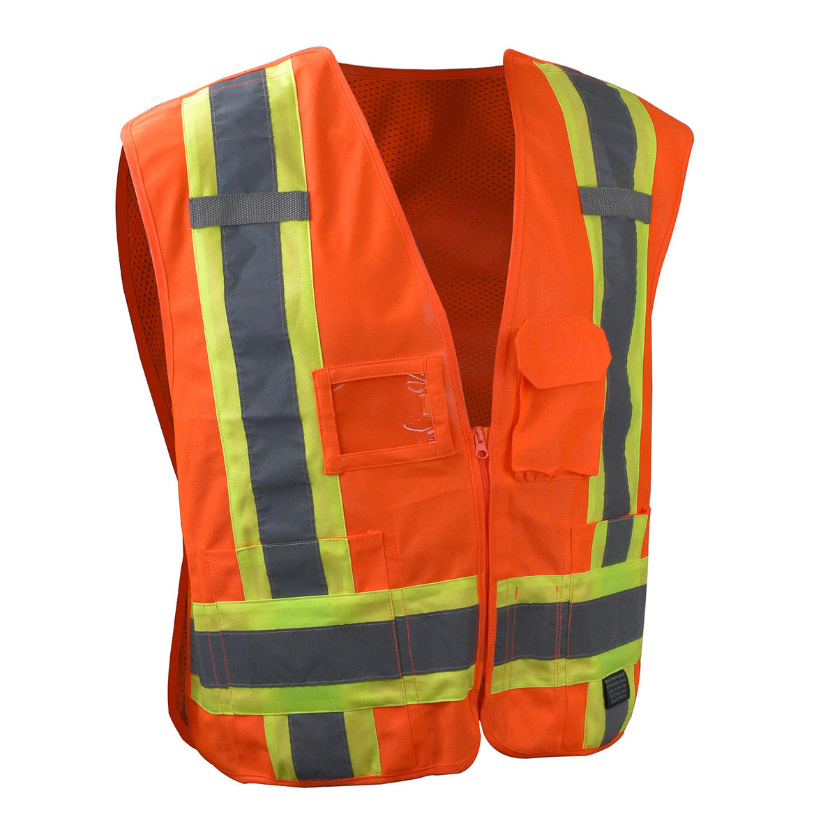 Radians SV020X-2 - Heavy Duty 7-Pocket Tear Away Cruiser Vest X-Back - Hi Vis Green - Hi-Vis Orange