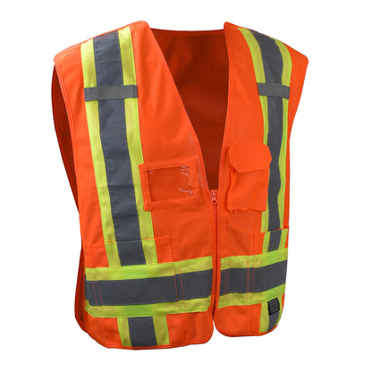 Radians SV020X-2 - Heavy Duty 7-Pocket Tear Away Cruiser Vest X-Back - Hi Vis Green - Hi-Vis Orange
