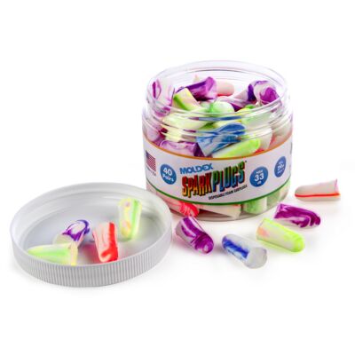 Moldex SparkPlugs 6684 Uncorded Foam Earplug Jar, NRR 33 dB, 40 Pairs