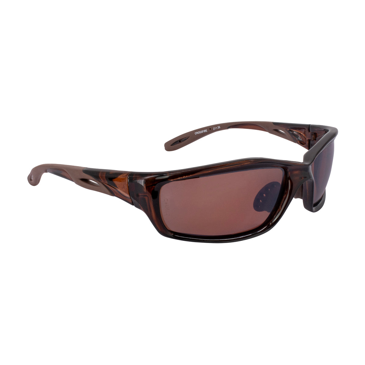 Crossfire INFINITY - Premium Safety Eyewear - Crystal Black Frame - Smoke Lens - Crystal Brown / Brown POL