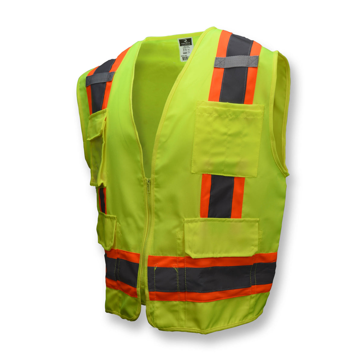 Radians SV62 - Type R Class 2 Surveyor Heavy Duty Solid Twill Safety Vest - Hi-Vis Green