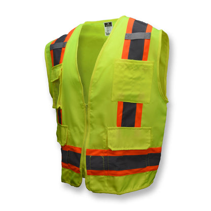 Radians SV62 - Type R Class 2 Surveyor Heavy Duty Solid Twill Safety Vest - Hi-Vis Green