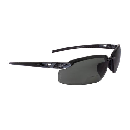 Crossfire ES5-MAG - ES5 Magnifier Safety Eyewear - Crystal Black Frame - Polarized Smoke Lens - 1.5 Diopter - Crystal Black / Smoke POL
