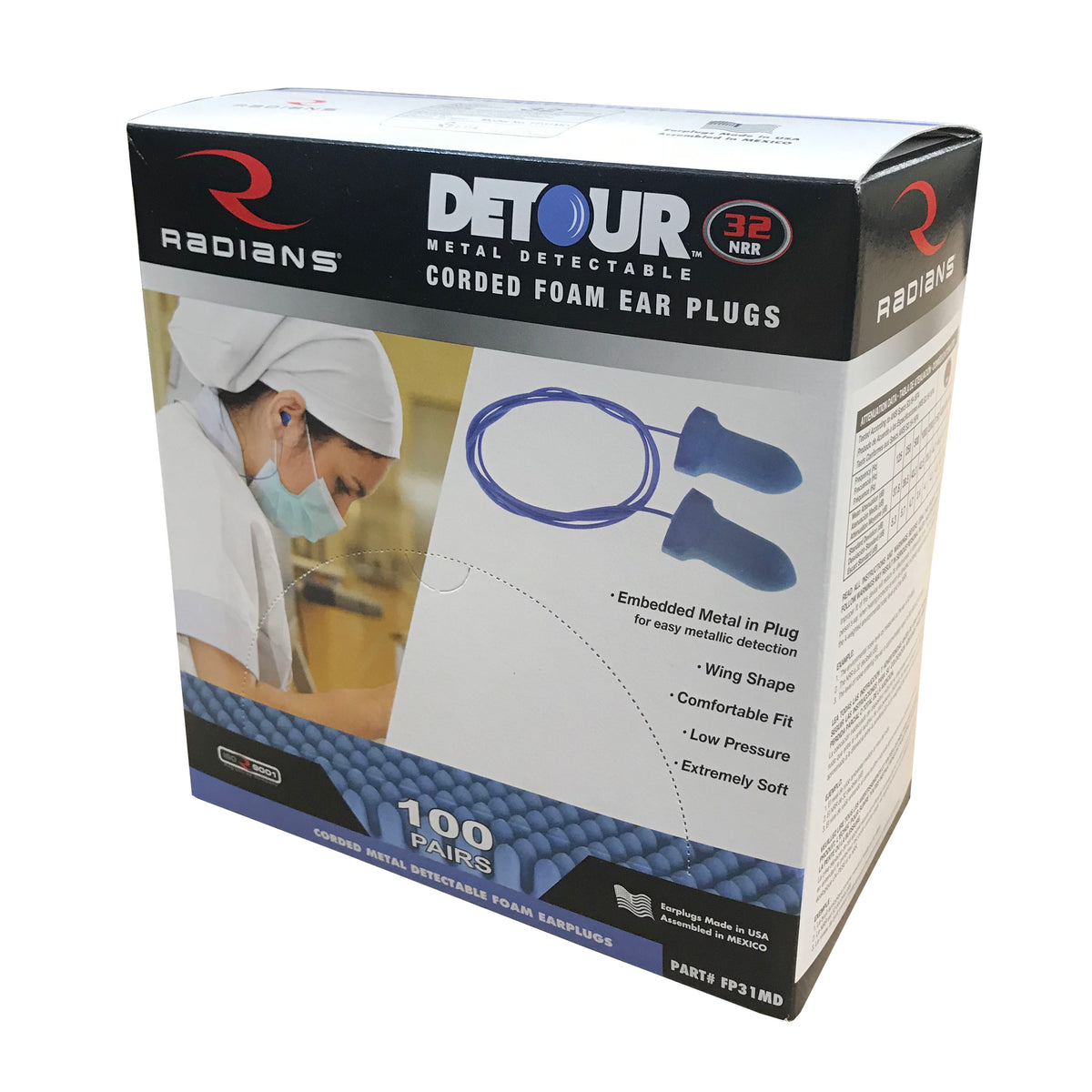 Radians FP31MD - Detour® 32 Metal Detectable Foam Earplugs - Corded - additional view