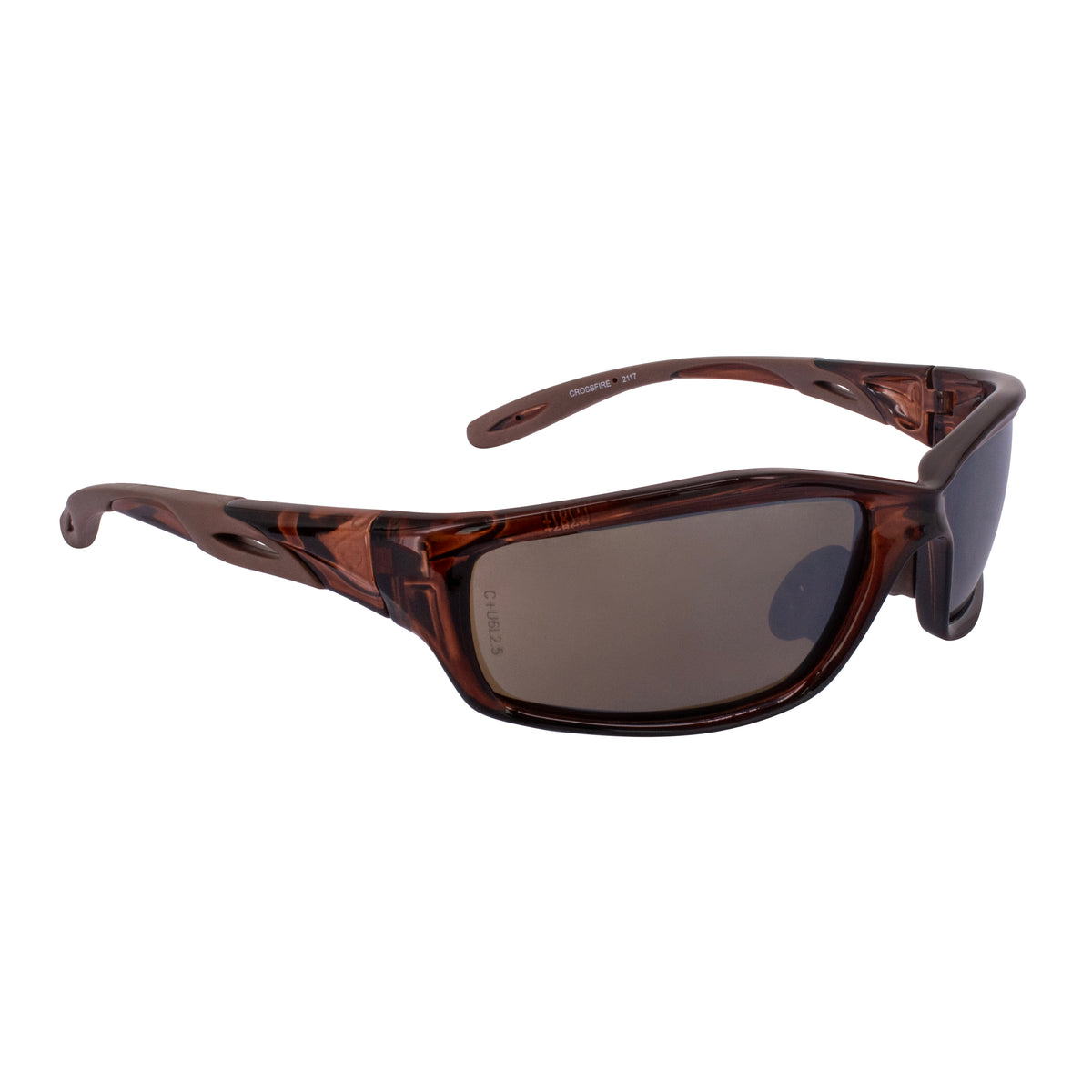 Crossfire INFINITY - Premium Safety Eyewear - Crystal Black Frame - Smoke Lens - Crystal Brown / HD Brown Mirror