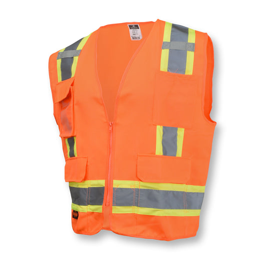 Radians SV62 - Type R Class 2 Surveyor Heavy Duty Solid Twill Safety Vest - Hi-Vis Orange