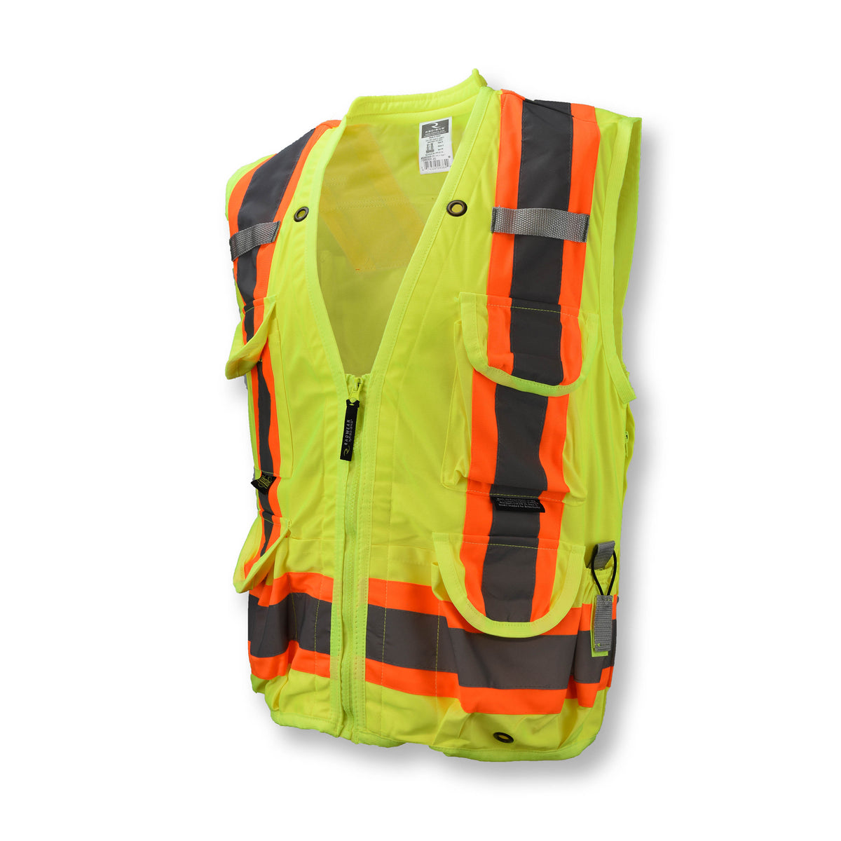 Radians SV030X-2 - Heavy Duty 10-Pocket Cruiser Vest with Back Pouch X-Back - Hi Vis Green - Hi-Vis Green