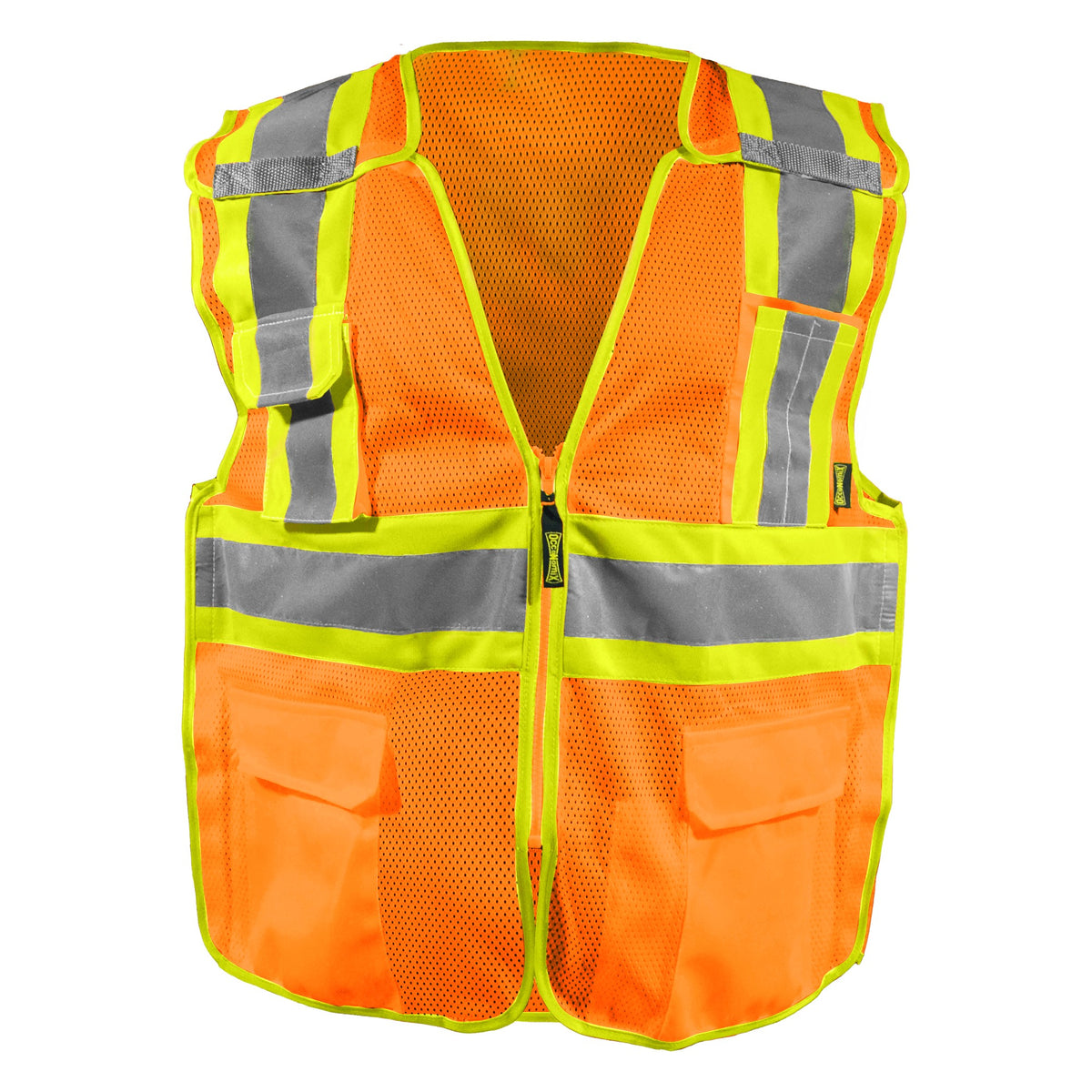 OccuNomix Hi-Vis Mesh Two-Tone Breakaway Surveyor Vest with Qr Zipper, Class 2