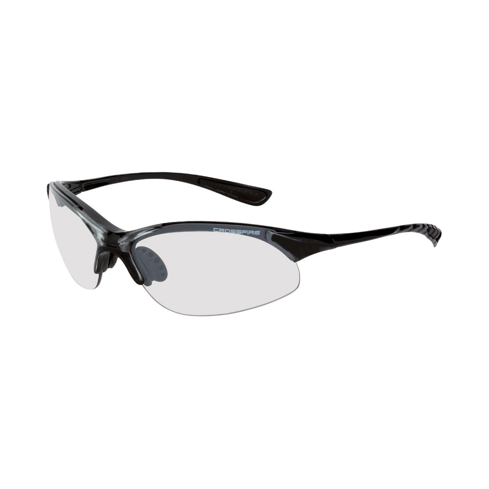 Crossfire XCBR - Premium Safety Eyewear - Crystal Black Frame - Indoor/Outdoor Lens - Crystal Black / I/O