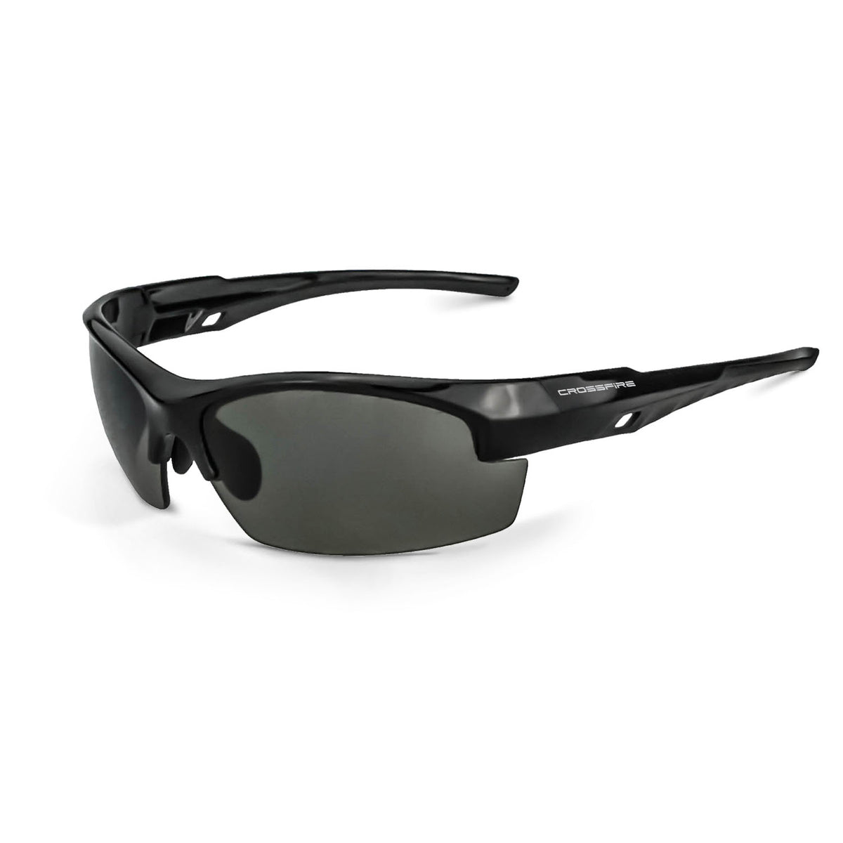 Crossfire CRUCIBLE - Premium Safety Eyewear - Crystal Brown Frame - HD Brown Lens - Shiny Black / Smoke