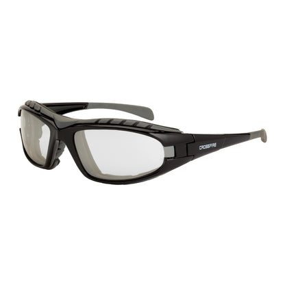 Crossfire DIAMONDBACK - Foam Lined Safety Eyewear - Matte Black Frame - Clear Anti-Fog Lens - Shiny Black / I/O AF