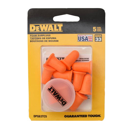DEWALT DPG63TC5 - DPG63 Bell Shape Disposable Foam Earplugs - Uncorded - Blister Pack of 5 Pair with Carry Case - additional view