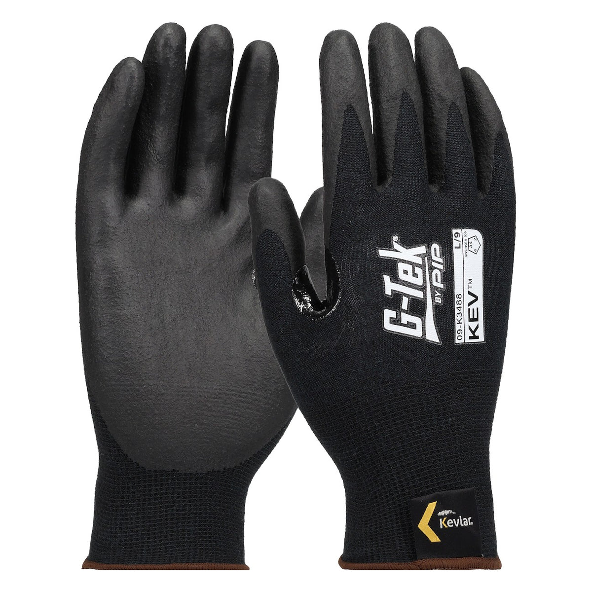 G-Tek 09-K3488 Seamless Knit Kevlar® Blended Glove with Foam Nitrile Coated Grip on Palm & Fingers - 18 Gauge - Touchscreen