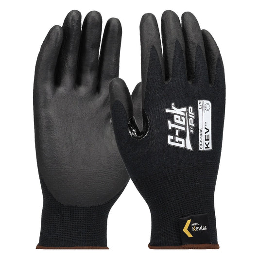 G-Tek 09-K3488 Seamless Knit Kevlar® Blended Glove with Foam Nitrile Coated Grip on Palm & Fingers - 18 Gauge - Touchscreen