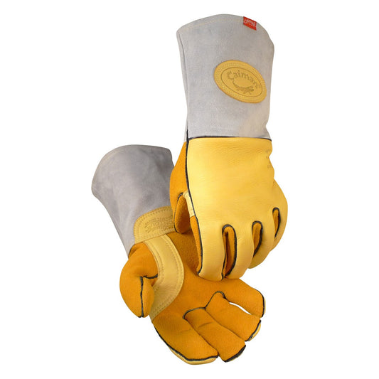 Caiman 1485 Elk Grain MIG/Stick Welder's Glove with Unlined Palm and FR Wool Lined Back