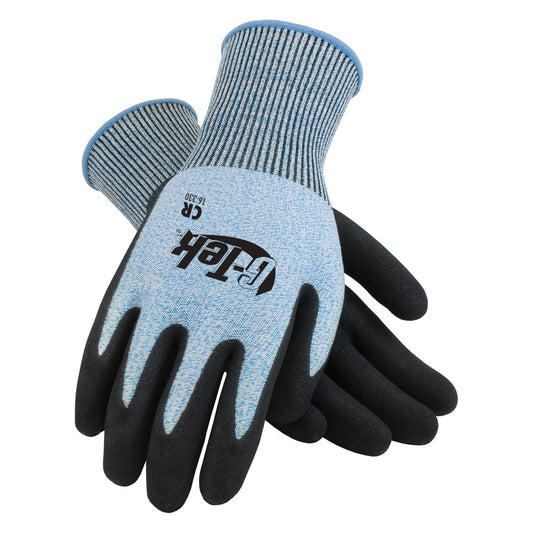 PIP G-Tek PolyKor Seamless Knit PolyKor Blended Gloves with Double-Dipped Nitrile Coated MicroSurface Grip on, Model 16-330