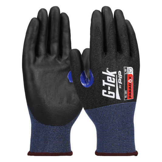 G-Tek 16-381 Seamless Knit PolyKor® Blended Glove with Foam Nitrile Coated Grip on Palm & Fingers - 21 Gauge - Touchscreen
