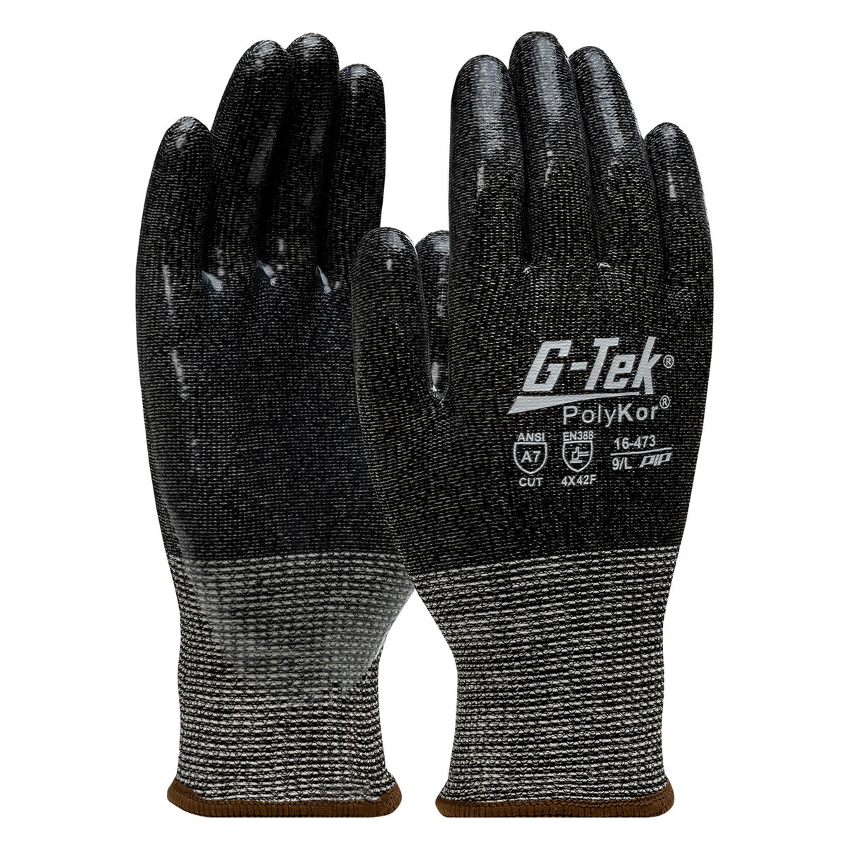 G-Tek 16-473V Seamless Knit PolyKor® Blended Glove with Silicone Coated Flat Grip on Palm & Fingers - Vend-Ready