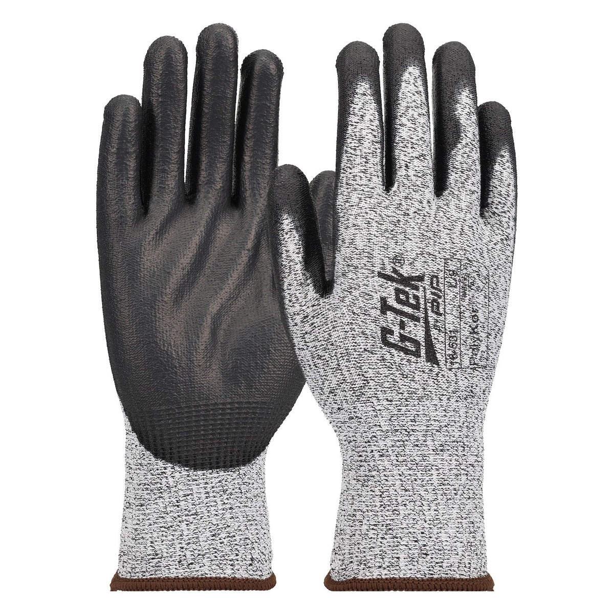 G-Tek 16-531 Seamless Knit PolyKor® Blended Glove with Polyurethane Coated Flat Grip on Palm & Fingers - Touchscreen