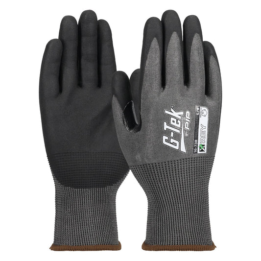 G-Tek 16-738 Seamless Knit Coreless Fiber Blended Glove with Foam Nitrile Coated Grip on Palm and Fingers - Touchscreen
