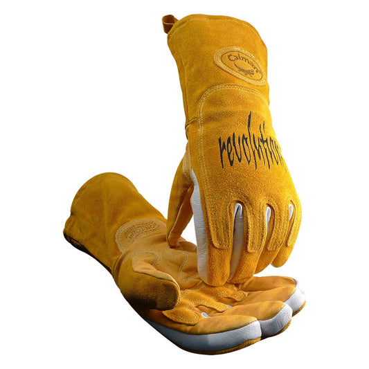 Caiman 1812 Superior Pig Grain MIG/Stick Welder's Glove with FR Cotton Fleece Lining and Heat Shield