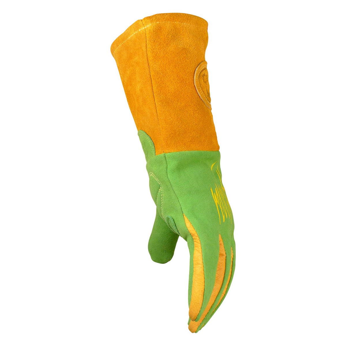 PIP 4 Caiman - Premium Wasabi Green Split Deerskin MIG/Stick Welder' Gloves with FR Foam/Fleece Insulation, Model - view 5