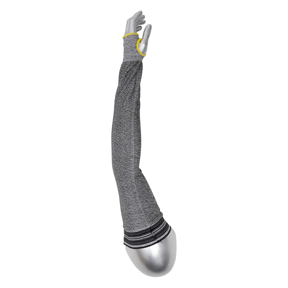 Kut Gard 20-S13ATA/PE4-22T-BW ATA Technology 13-Gauge Standard Width Knit Sleeve, Knit Wrist, Thumb Hole, Gray, with Black/White Elastic