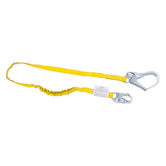 Miller 219WRS-Z7/6FTYL Single Leg Stretchable Tublar Shock-Absorbing Lanyard with Large Hook and Locking Rebar Hook